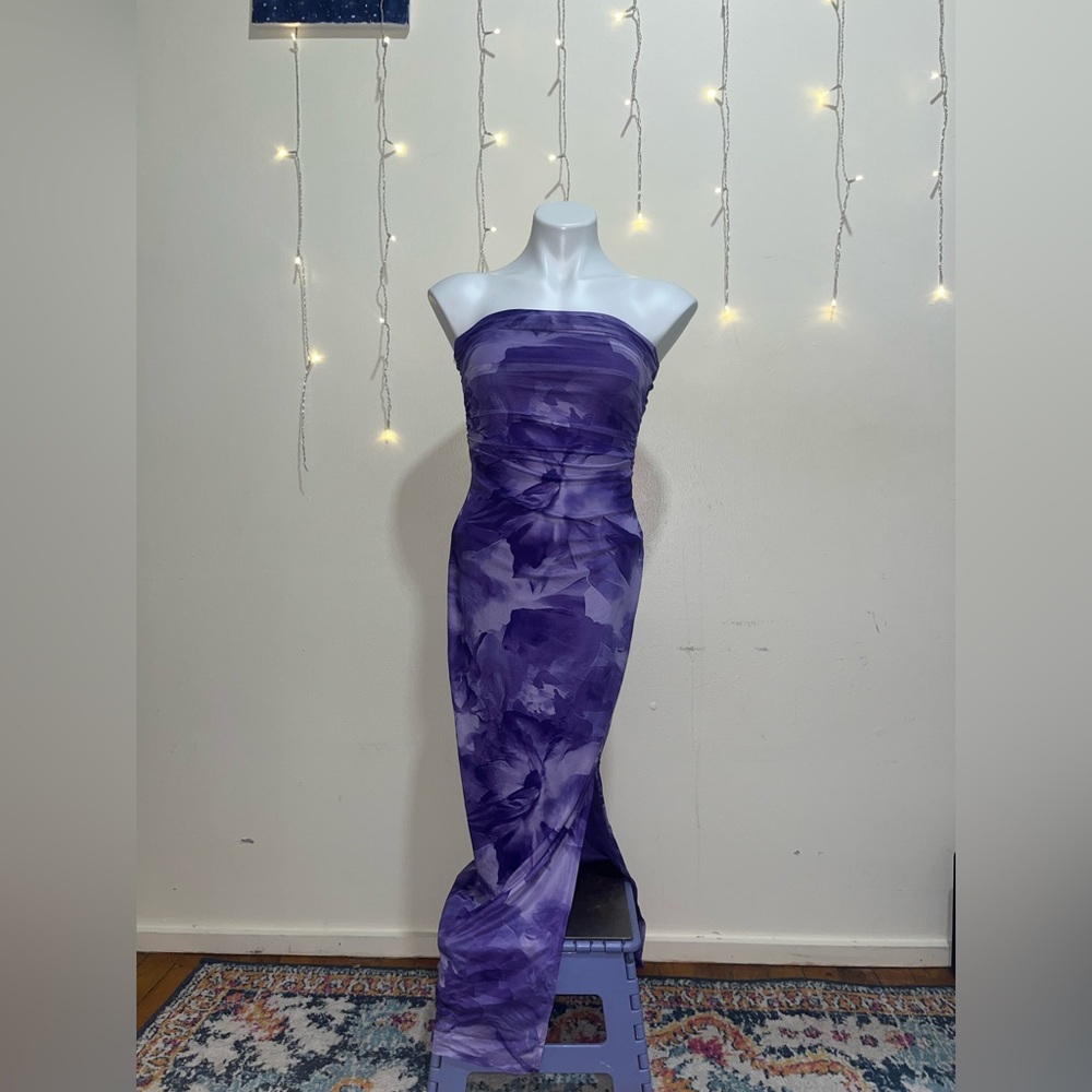 SHEIN Strapless Dress in Vibrant Purple